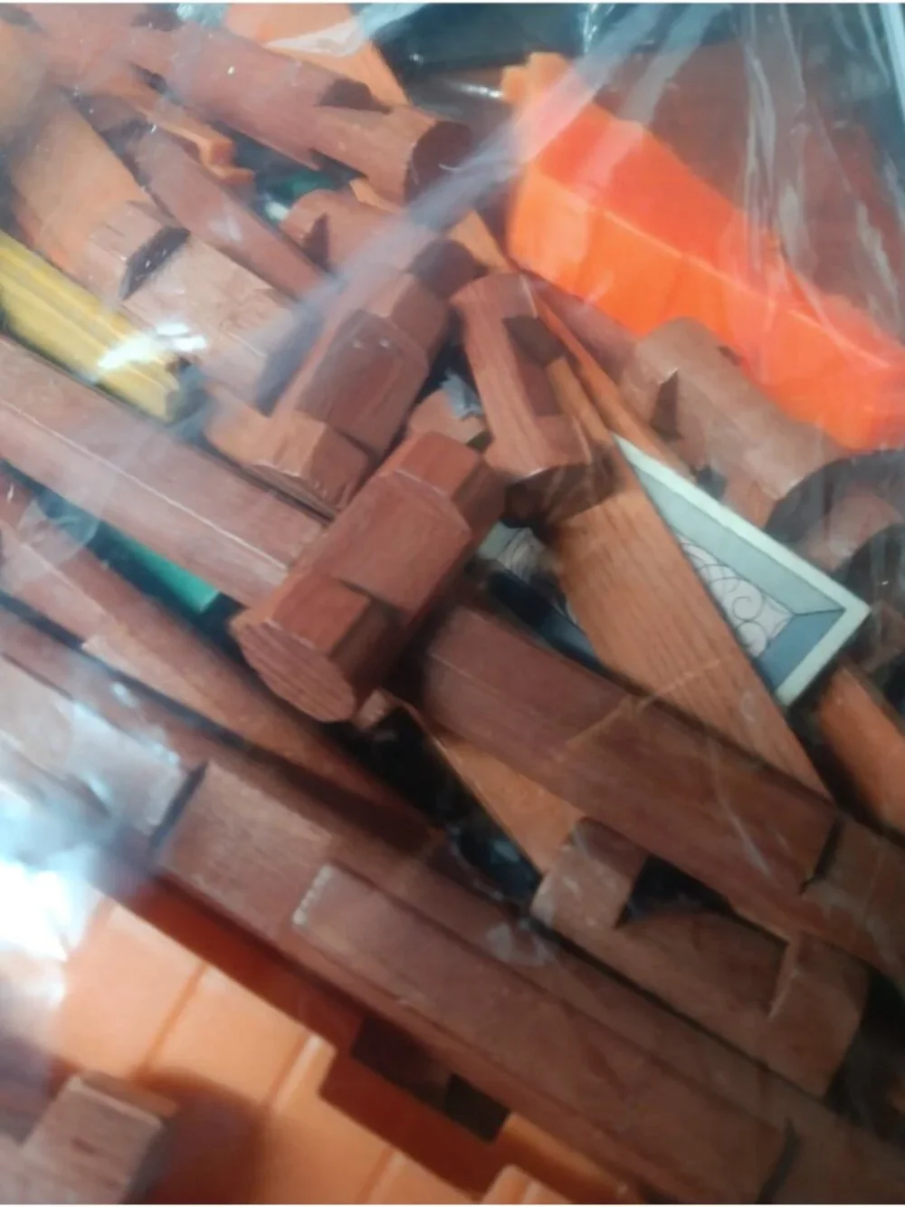 Early Vintage Lincoln Logs Assorted Pieces including Roof Rounds Flats Roofs